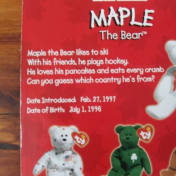 TY Teenie Original Beanie Baby Maple The Bear - Picture 4 of 5